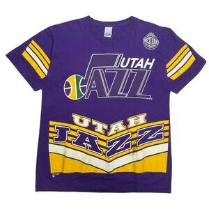Vintage Salem Sportswear Utah Jazz AOP Tee L
